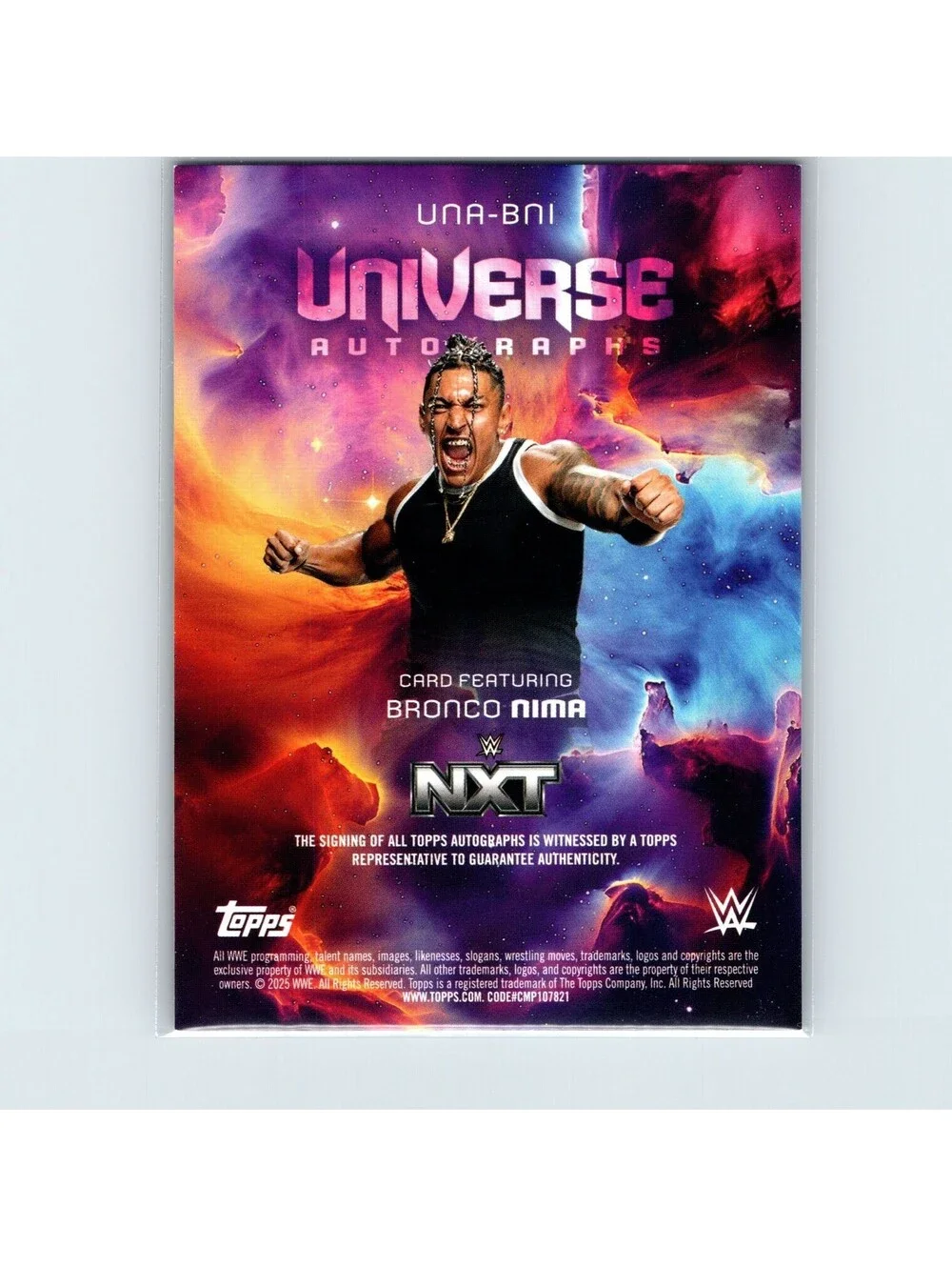 2025 Topps Universe WWE Bronco Nima #UNA-BNI Universe Autographs Orange #/25 NXT